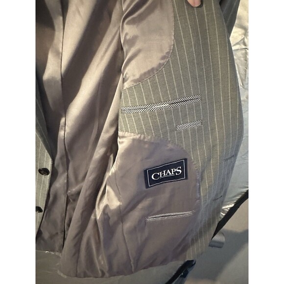 NWT Men’s Chaps Ralph Lauren Gray Pinstriped Suit Jacket, 40L. - Picture 4 of 5